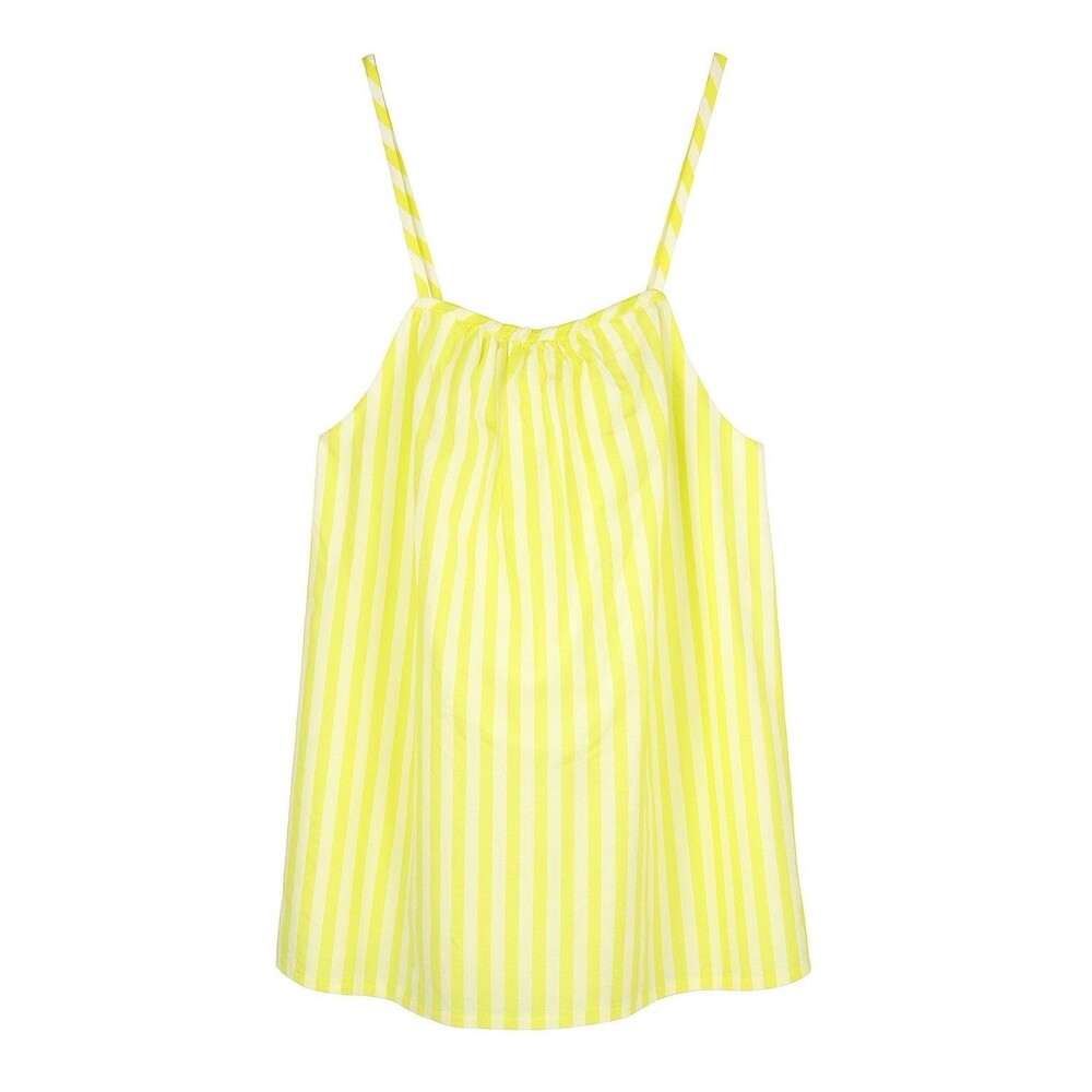 Shift Mini Dress Sz XXL A New Day Neon Yellow & White Stripe Spaghetti Straps